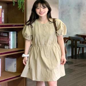 올리브데올리브 코튼 미니 플레어 핀턱 원피스 OW5MO5500
