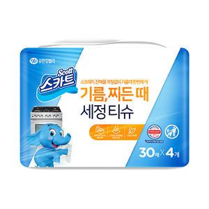 스카트 기름, 찌든때 세정 티슈, 30매, 4입, 1개