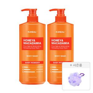 쿤달 네이처 바디워시 베이비파우더 1058ml, 2개+증정(소프트 버블 샤워볼, 1개)