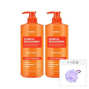 쿤달 네이처 바디워시 아카시아모링가 1058ml, 2개+증정(소프트 버블 샤워볼, 1개)