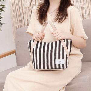 스트라이프 라운드백 지퍼클로져 데일리 여성 가방 에코백
