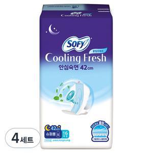 쏘피 쿨링프레쉬 바디케어 생리대 날개형 슈퍼롱 4세트 16매입 오버나이트 이상