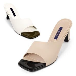 갤러리아 세라 여성 수제화 스퀘어 뮬 슬러퍼 샌들힐 TJM20008 컬러 2종 7CM