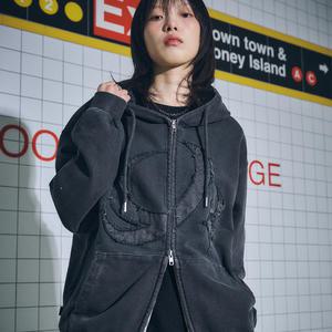 [2-WAY] CP STAR 피그먼트 후드 집업 스모크블랙