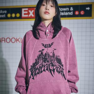 리스트릭션 피그먼트 스냅 후드티 더스티핑크