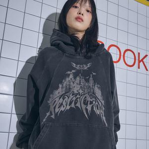 리스트릭션 피그먼트 스냅 후드티 스모크블랙