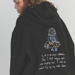 Stay CATS 자수 후드티 블랙