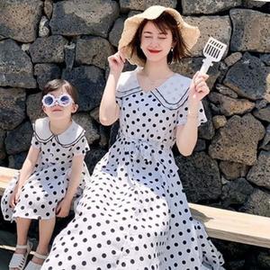여아드레스 여름실내복 엄마랑 커플 도트 원피스 어린이집 아동 실내복 유아 키즈 유치원