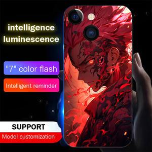 인기있는 애니메이션 발광 유리 LED 통화 라이트 플래시 전화 케이스, S24 S23 S22 S21 S20 FE 노트 10 20 플러스 울트라 A54 A14