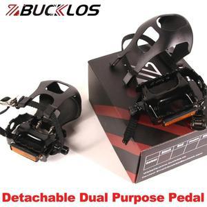 BUCKLOS 자전거 페달 발가락 클립 케이지 스핀 조절 가능한 베어링 스트랩 9/16 인치 MTB 실내 부품