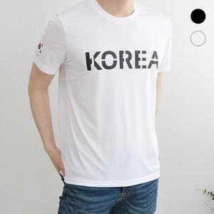 남자 코리아 레터링 태극기 라운드 반팔 티셔츠 EX-TSH-FVS06