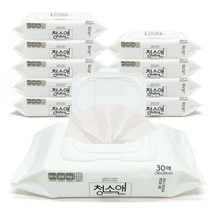 [청소앤] 도톰한 엠보원단 물걸레청소포 대형 (캡형 30매) 10팩