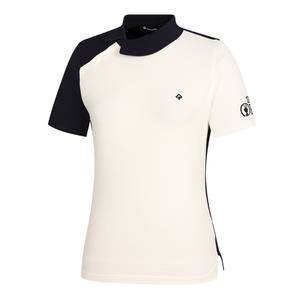 [레노마골프][시크릿] THE OPEN 여성 사선 컬러 블럭 카라 반팔 니트 RWSPL6293-925