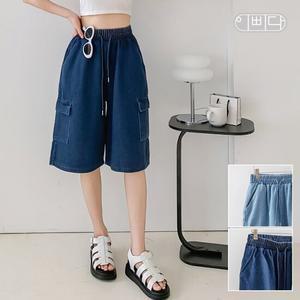 이삐다 여성 여름 Y2K 무드 데님 카고 버뮤다 팬츠 반바지 IBBD25_DP231