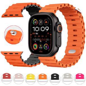 Apple Watch 밴드 용 오션 실리콘 스트랩 울트라 2 49mm 10 팔찌 시리즈 9 8 7 6 5 4 SE 3