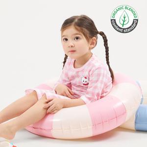 핑크체크 7부 자카드 실내복
