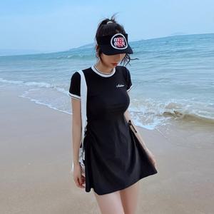 여성 원피스 래쉬가드 유교걸 반팔 허리 셔링 치마 원피스수영복