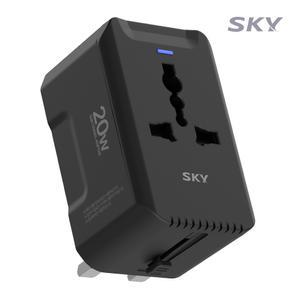 [전세계 호환] 스카이 필 해외 여행용 GaN 20W 멀티 플러그 어댑터 T20PD USB C타입 해외 일본 베트남 호주