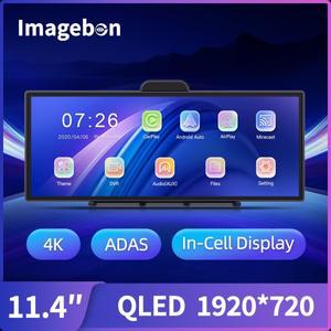 최신 Imagebon 11.4인치 H70 Pro 4K ADAS QLED 대시 캠(무선 CarPlay 및 Android 자동 듀얼 녹화 야간 투시