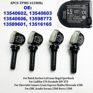 4PCS 433Mhz TPMS 타이어 압력 센서 13540602 13589601 13516165 쉐보레 카마로 크루즈 임팔라 말리부의 경