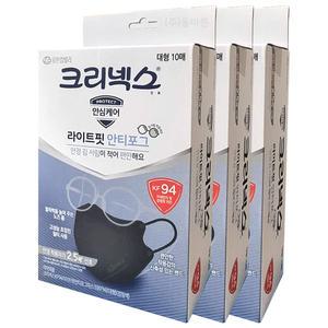 크리넥스 KF94 라이트핏 안티포그 마스크 (대형/블랙) x10매입x3개