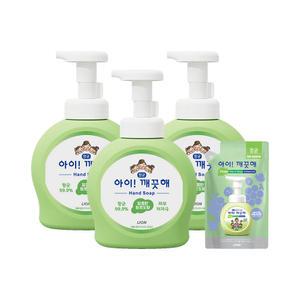 아이깨끗해 핸드워시 용기, 청포도, 490ml, 3개 + 리필, 200ml, 1개