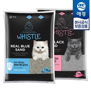 [애경] 휘슬 리얼 샌드 고양이 배변 응고모래 리필 7kg x2개