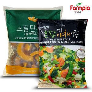 팜피아 냉동 유피단호박 슬라이스 2kg+냉동 9종야채 1kg