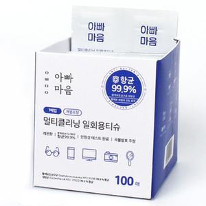 일회용 클리닝 티슈 100P 안경 스마트폰 카메라 거울