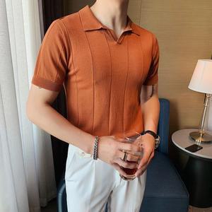 남성 데일리룩 브이넥 반팔티 셔츠 여름 비즈니스 상의 비지니스 니트 폴라 스포M2