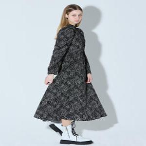 [르샵][르샵(LeShop)] 스모킹 프릴넥 프린팅 롱 원피스