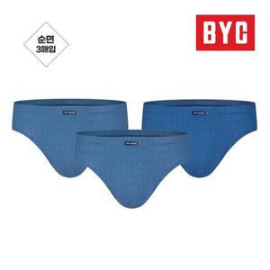 BYC 남성 순면 3매입 미디 삼각팬티 기하학패턴 MCF2201