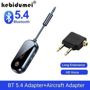 2In 1 Bluetooth 5.4 송신기 3.5mm AUX 오디오 어댑터 PC 헤드폰 차량용 마이크가있는 스테레오 무선