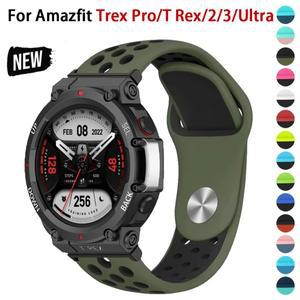 호환품 Huami Amazfit T-Rex 2 용 통기성 실리콘 스트랩 T Pro Correa 시계 밴드 스포츠 팔찌 벨트