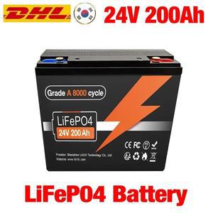 100% 새로운 LiFePo4 24V 200Ah 리튬 철 인산염 배터리 내장 200A BMS Solar Marine Overland Off-Grid