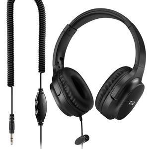 볼륨 조절 기능이 있는 TV 및 PC용 C G CHANGEEK 엑스트라 롱 코드 헤드폰, 18피트/550만 스프링 코일 코드, 범용 3.5mm AUX 오디오, 유선 오버 이어 스테레오 헤드셋, CGS-W6