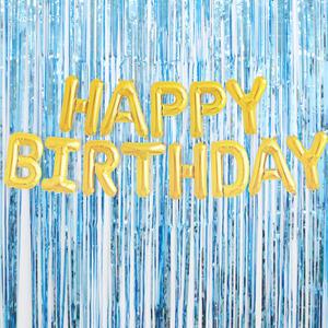 [파티공구]파티 커튼 은박 반짝이 장식 용품 생일 데코 블루