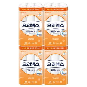 유한킴벌리 크리넥스 더블소프트 25m 3겹 30롤 x 4팩 /휴지/화장지