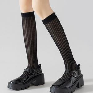 스트라이프 시스루 니삭스 반양말 골프 패션 레이스 무릎양말