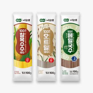 순솔 100% 메밀국수 오트밀 찰옥수수 국수 (100g x 5봉) 막국수면 소바 온면 글루텐프리 파스타 고단백질면 제로슈가 무가당 제로콜레스테롤 저칼로리