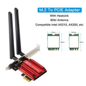 컴퓨터 네트워크 PCI 6DB 카드 무선 용 M.2 NGFF 8265 Express 8260 Bluetooth 어댑터 안테나가있는 변환기 9260 WiFi AX200