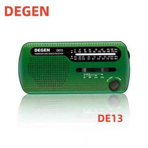 DEGEN DE13 FM SW 라디오 크랭크 다이나모 태양광 발전 비상 레트로
