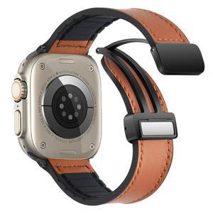 Apple Watch 울트라 밴드 용 실리콘 가죽 스트랩 49mm 45mm 41mm 40mm 44mm 42mm 마그네틱 팔찌 iWatch 시리즈 9 8 7 SE 6 5 4