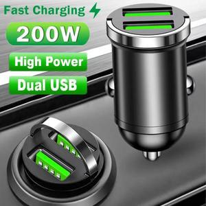 200W 듀얼 포트 미니 USB 차량용 충전기 5A 빠른 Charing 2 담배 소켓 라이터 12-24V 자동차 전원 어댑터