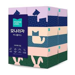 모나리자 미니 갑티슈 무형광 250매 x 12개 휴지