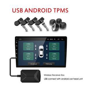 USB 안드로이드 TPMS 자동차 타이어 압력 모니터링 시스템 디스플레이, 자동차 라디오용 내부 외부 센서,
