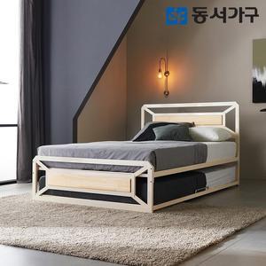 동서가구 유로밍 멀바우 편백나무 히든형 이층 가족침대 Q+SS  매트미포함) DF640076