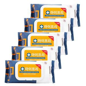 아이프리 더클린 손소독티슈 80매 x 5팩 에탄올 소독용 물티슈