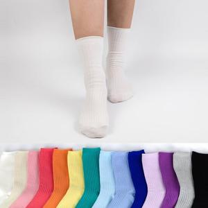여성용 14color 마카롱 갑종 골지 장목 양말 (4켤레)