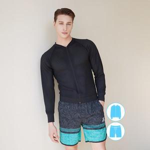 [베이직엘르][본사] 베이직엘르 남성인 펀칭 집업 래쉬가드 비치반바지 세트 BEM-V905K+BEM-V906K